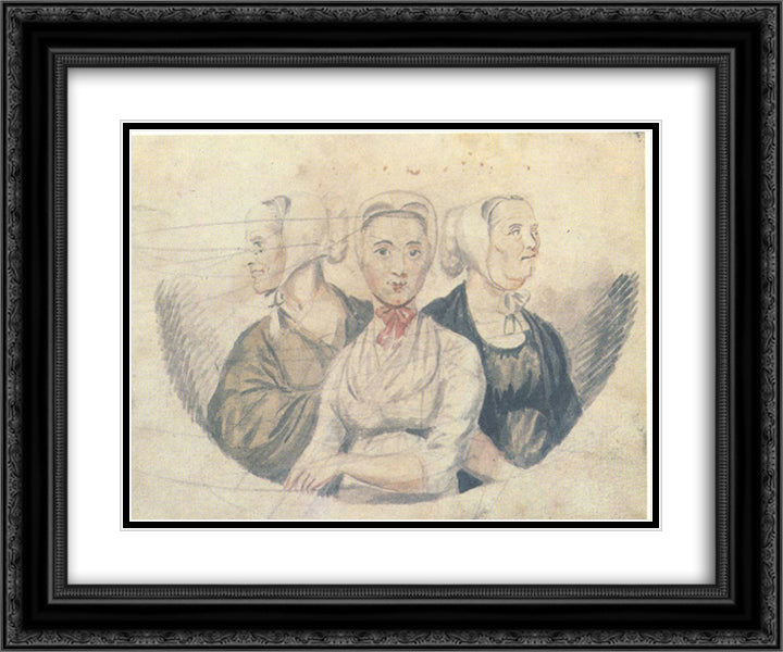 Moravian Sisters 24x20 Black Ornate Wood Framed Art Print Poster with Double Matting by Svinyin, Pavel