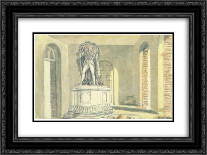 Ruined house 24x18 Black Ornate Wood Framed Art Print Poster with Double Matting by Svinyin, Pavel