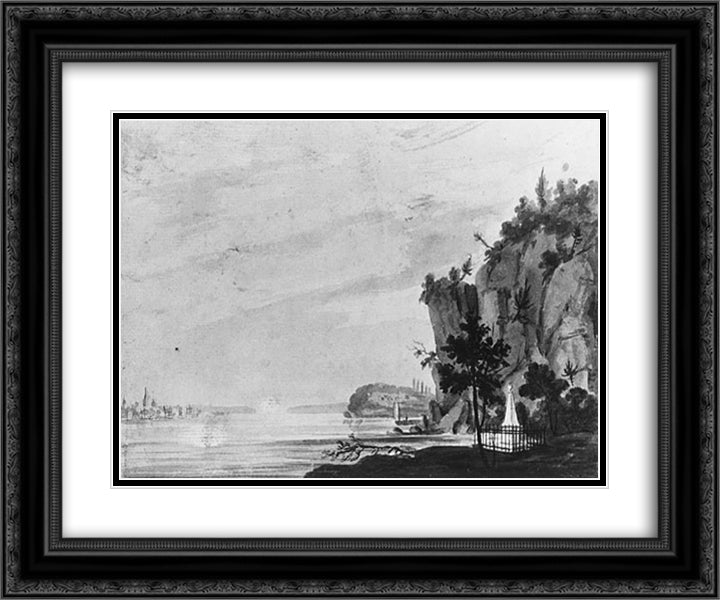 The Monument to Alexander Hamilton at Weehawken 24x20 Black Ornate Wood Framed Art Print Poster with Double Matting by Svinyin, Pavel