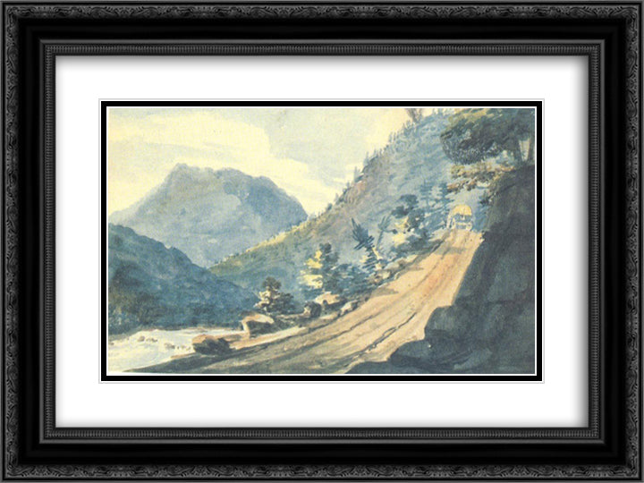 The road in the mountains 24x18 Black Ornate Wood Framed Art Print Poster with Double Matting by Svinyin, Pavel