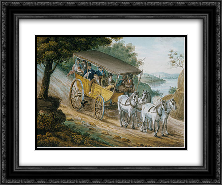 Travel by Stagecoach Near Trenton 24x20 Black Ornate Wood Framed Art Print Poster with Double Matting by Svinyin, Pavel