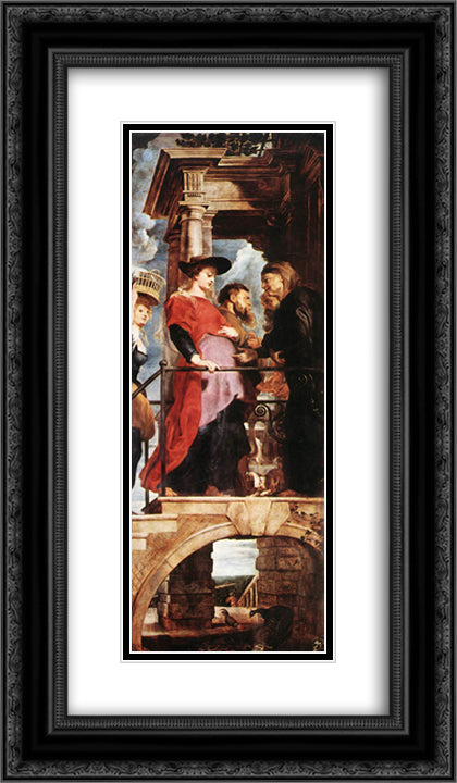 Descent from the Cross (left wing) 14x24 Black Ornate Wood Framed Art Print Poster with Double Matting by Rubens, Peter Paul