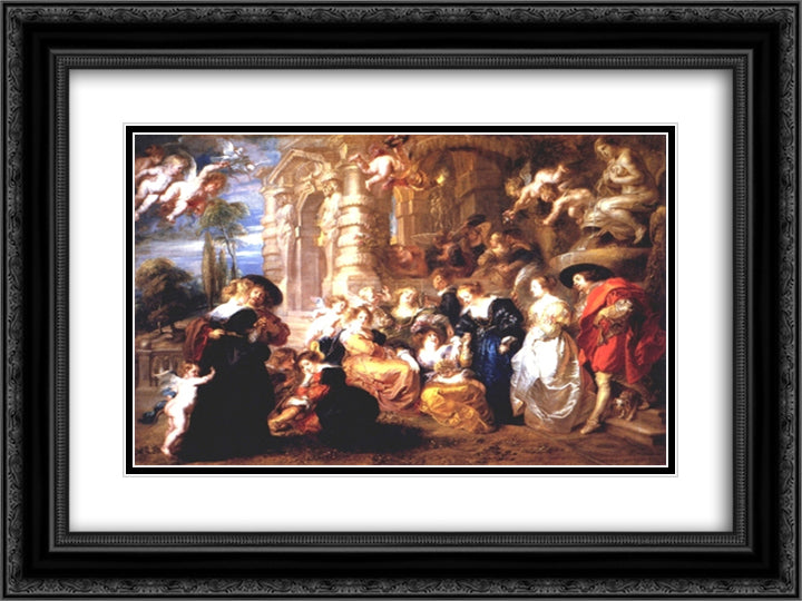 Garden of Love 24x18 Black Ornate Wood Framed Art Print Poster with Double Matting by Rubens, Peter Paul
