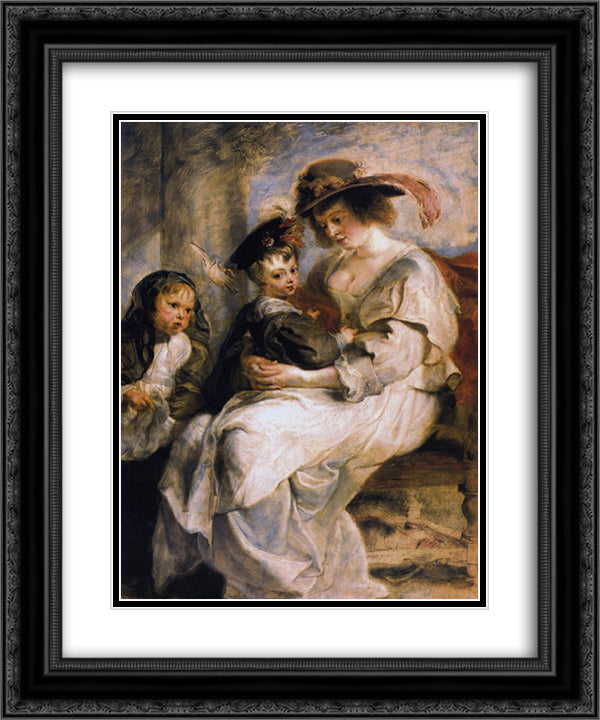 Helene Fourment with her Children 20x24 Black Ornate Wood Framed Art Print Poster with Double Matting by Rubens, Peter Paul