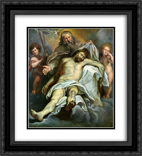 Holy Trinity 20x22 Black Ornate Wood Framed Art Print Poster with Double Matting by Rubens, Peter Paul