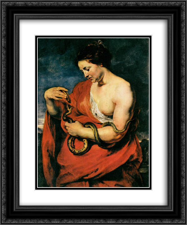 Hygeia, Goddess of Health 20x24 Black Ornate Wood Framed Art Print Poster with Double Matting by Rubens, Peter Paul
