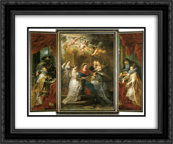 Ildefonso Altar 24x20 Black Ornate Wood Framed Art Print Poster with Double Matting by Rubens, Peter Paul