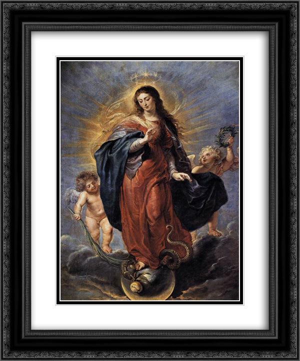 Immaculate Conception 20x24 Black Ornate Wood Framed Art Print Poster with Double Matting by Rubens, Peter Paul