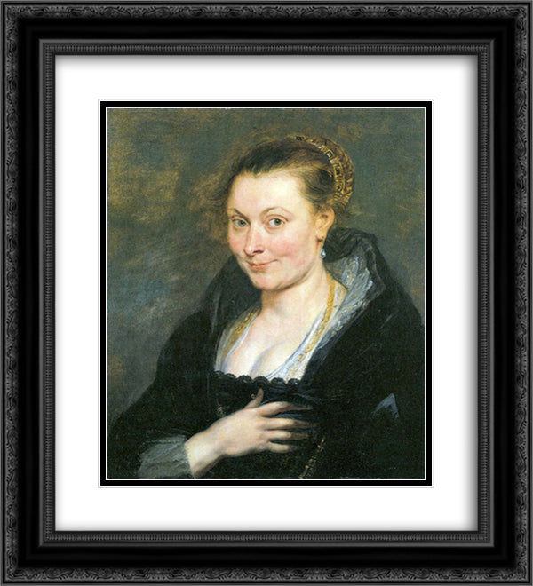 Isabella Brant 20x22 Black Ornate Wood Framed Art Print Poster with Double Matting by Rubens, Peter Paul
