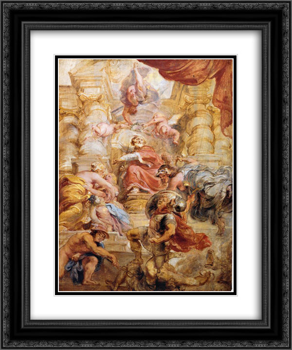 King James I of England 20x24 Black Ornate Wood Framed Art Print Poster with Double Matting by Rubens, Peter Paul