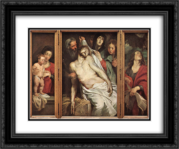 Lamentation of Christ 24x20 Black Ornate Wood Framed Art Print Poster with Double Matting by Rubens, Peter Paul