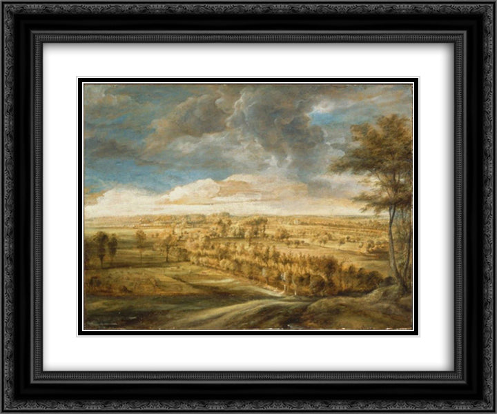 Landscape with an Avenue of Trees 24x20 Black Ornate Wood Framed Art Print Poster with Double Matting by Rubens, Peter Paul