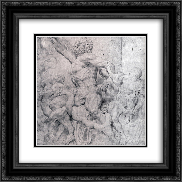 Laocoon and His Sons 20x20 Black Ornate Wood Framed Art Print Poster with Double Matting by Rubens, Peter Paul