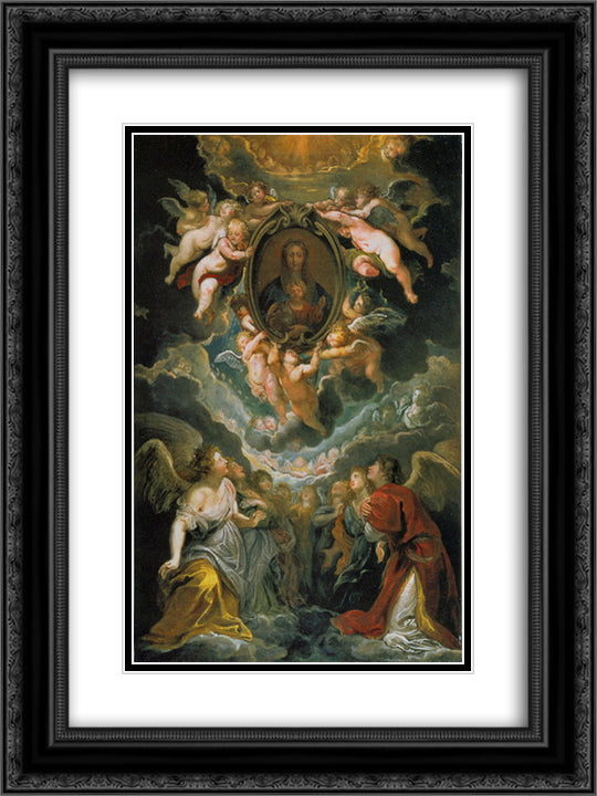 Madonna della Vallicella 18x24 Black Ornate Wood Framed Art Print Poster with Double Matting by Rubens, Peter Paul