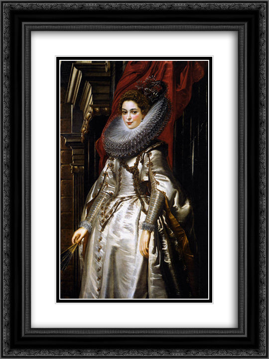 Marchesa Brigida Spinola Doria 18x24 Black Ornate Wood Framed Art Print Poster with Double Matting by Rubens, Peter Paul