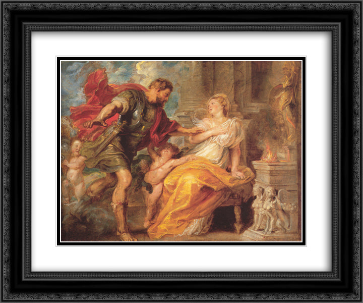 Mars and Rhea Silvia 24x20 Black Ornate Wood Framed Art Print Poster with Double Matting by Rubens, Peter Paul