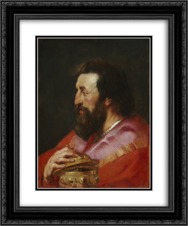 Melchior, The Assyrian King 20x24 Black Ornate Wood Framed Art Print Poster with Double Matting by Rubens, Peter Paul