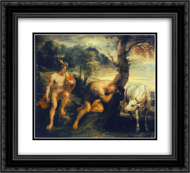 Mercury and Argus 22x20 Black Ornate Wood Framed Art Print Poster with Double Matting by Rubens, Peter Paul
