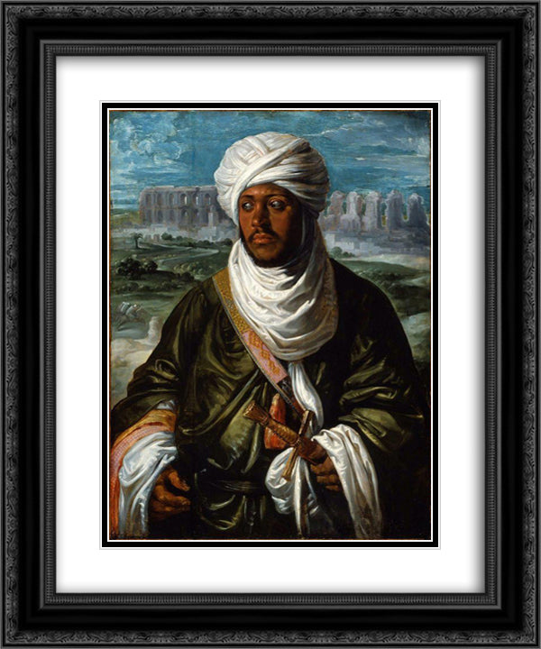 Mulay Ahmad 20x24 Black Ornate Wood Framed Art Print Poster with Double Matting by Rubens, Peter Paul