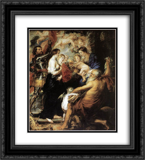 Our Lady with the Saints 20x22 Black Ornate Wood Framed Art Print Poster with Double Matting by Rubens, Peter Paul
