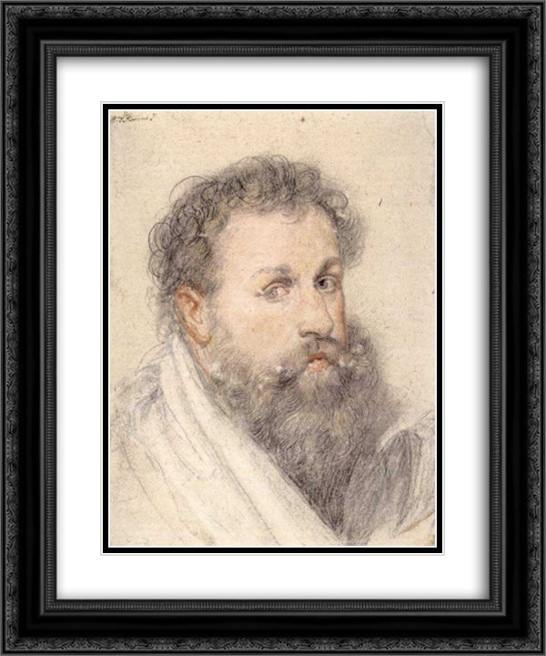 Portrait of a man 20x24 Black Ornate Wood Framed Art Print Poster with Double Matting by Rubens, Peter Paul