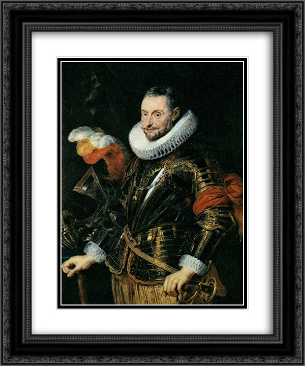 Portrait of Ambrogio Spinola 20x24 Black Ornate Wood Framed Art Print Poster with Double Matting by Rubens, Peter Paul