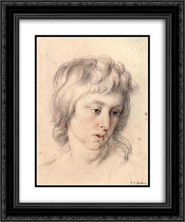 Portrait of boy 20x24 Black Ornate Wood Framed Art Print Poster with Double Matting by Rubens, Peter Paul