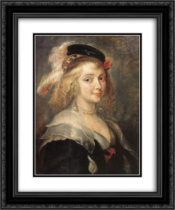 Portrait of Helena Fourment 20x24 Black Ornate Wood Framed Art Print Poster with Double Matting by Rubens, Peter Paul