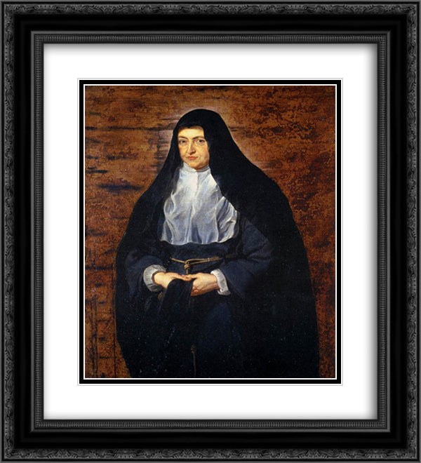 Portrait of Infanta Clara Eugenia, Governess of the Netherlands 20x22 Black Ornate Wood Framed Art Print Poster with Double Matting by Rubens, Peter Paul