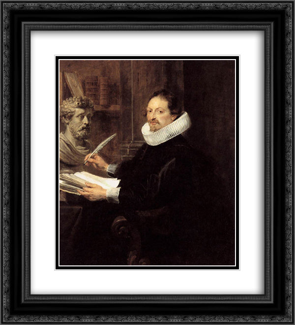 Portrait of Jan Gaspar Gevartius 20x22 Black Ornate Wood Framed Art Print Poster with Double Matting by Rubens, Peter Paul