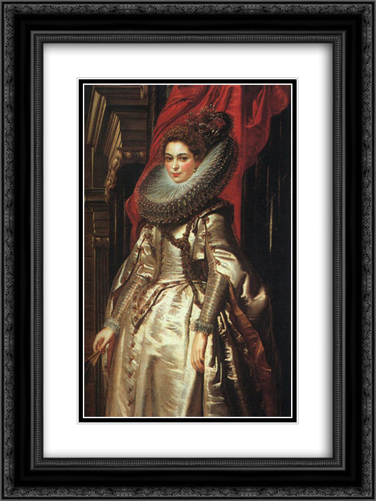 Portrait of Marchesa Brigida Spinola Doria 18x24 Black Ornate Wood Framed Art Print Poster with Double Matting by Rubens, Peter Paul