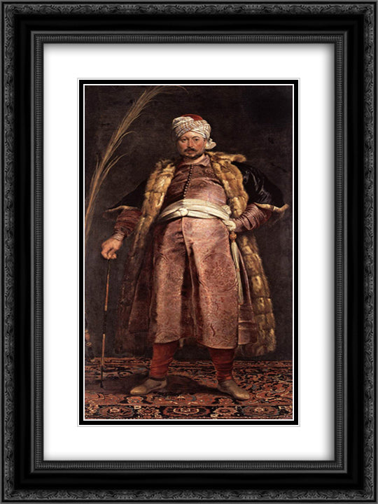 Portrait of Nicolas de Respaigne 18x24 Black Ornate Wood Framed Art Print Poster with Double Matting by Rubens, Peter Paul