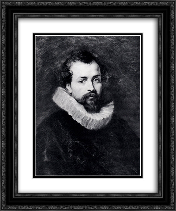 Portrait of Philip Rubens 20x24 Black Ornate Wood Framed Art Print Poster with Double Matting by Rubens, Peter Paul