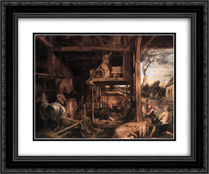 Return of the Prodigal Son 24x20 Black Ornate Wood Framed Art Print Poster with Double Matting by Rubens, Peter Paul