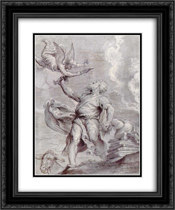 Sacrifice of Abraham 20x24 Black Ornate Wood Framed Art Print Poster with Double Matting by Rubens, Peter Paul