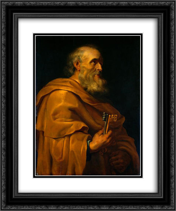 Saint Peter 20x24 Black Ornate Wood Framed Art Print Poster with Double Matting by Rubens, Peter Paul