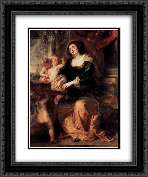 St. Cecilia 20x24 Black Ornate Wood Framed Art Print Poster with Double Matting by Rubens, Peter Paul