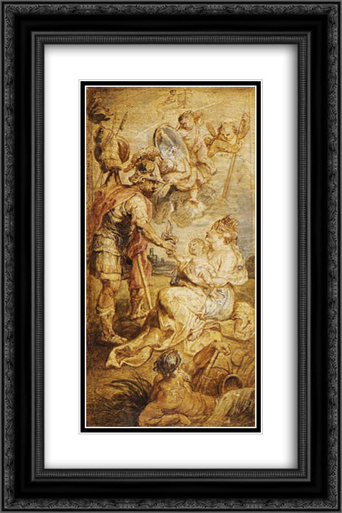 The Birth of Henri IV of France 16x24 Black Ornate Wood Framed Art Print Poster with Double Matting by Rubens, Peter Paul