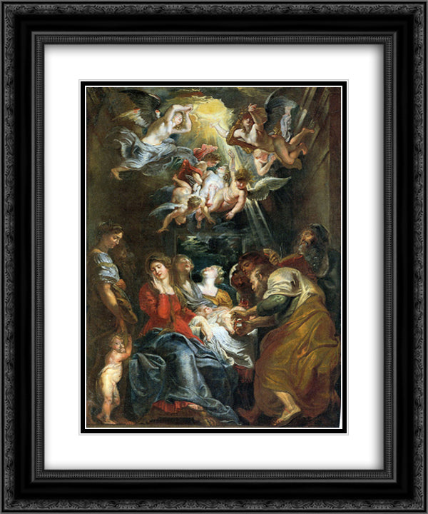 The Circumcision of Christ 20x24 Black Ornate Wood Framed Art Print Poster with Double Matting by Rubens, Peter Paul