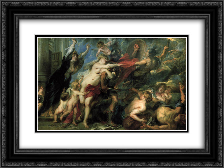 The Consequences of War 24x18 Black Ornate Wood Framed Art Print Poster with Double Matting by Rubens, Peter Paul