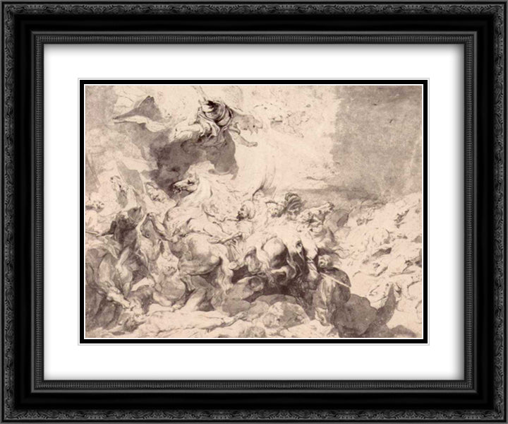 The Damage of Sennaherib 24x20 Black Ornate Wood Framed Art Print Poster with Double Matting by Rubens, Peter Paul