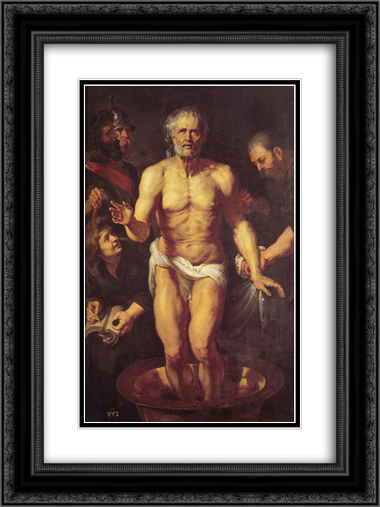 The Death of Seneca 18x24 Black Ornate Wood Framed Art Print Poster with Double Matting by Rubens, Peter Paul