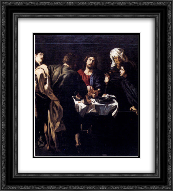 The Supper at Emmaus 20x22 Black Ornate Wood Framed Art Print Poster with Double Matting by Rubens, Peter Paul