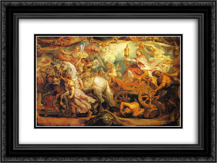 The Triumph of the Church 24x18 Black Ornate Wood Framed Art Print Poster with Double Matting by Rubens, Peter Paul