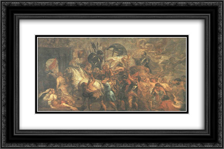 Triumphal Entry of Henry IV into Paris 24x16 Black Ornate Wood Framed Art Print Poster with Double Matting by Rubens, Peter Paul