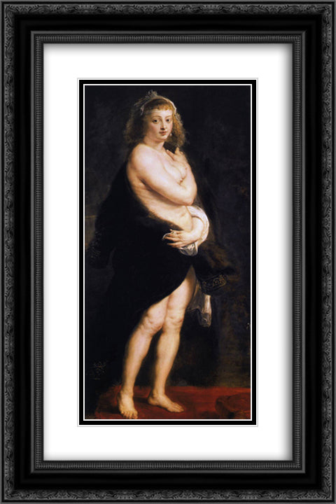 Venus in Fur Coat 16x24 Black Ornate Wood Framed Art Print Poster with Double Matting by Rubens, Peter Paul