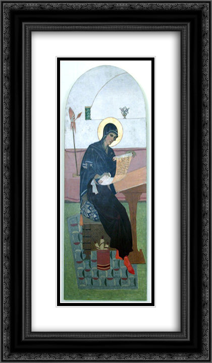 Icon of the Mother of God 14x24 Black Ornate Wood Framed Art Print Poster with Double Matting by Kholodny (Elder), Petro