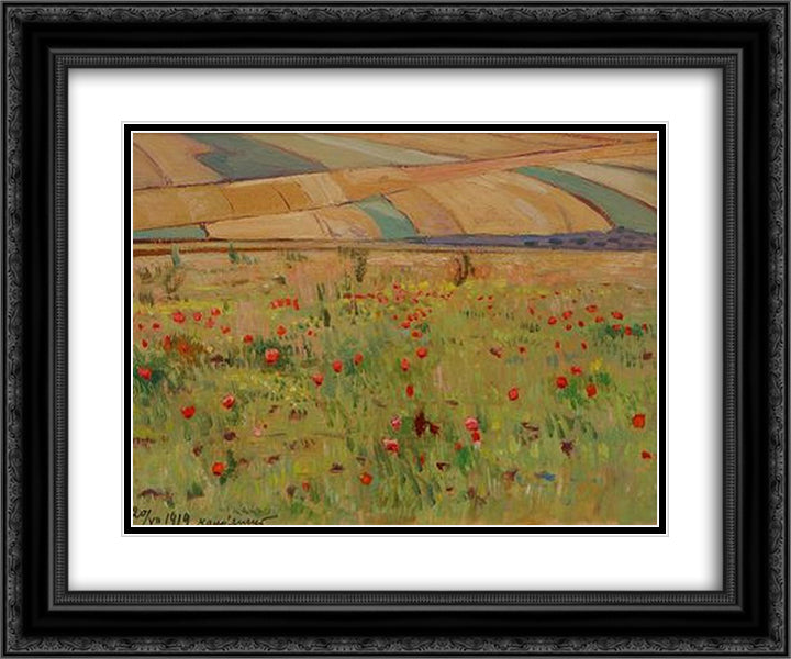 Poppies 24x20 Black Ornate Wood Framed Art Print Poster with Double Matting by Kholodny (Elder), Petro