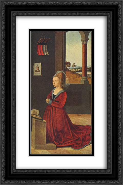 Kneeling female donor 16x24 Black Ornate Wood Framed Art Print Poster with Double Matting by Christus, Petrus