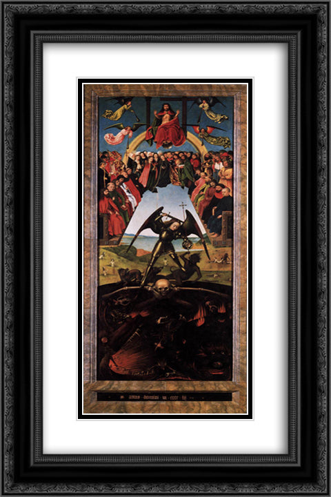 The Last Judgement 16x24 Black Ornate Wood Framed Art Print Poster with Double Matting by Christus, Petrus